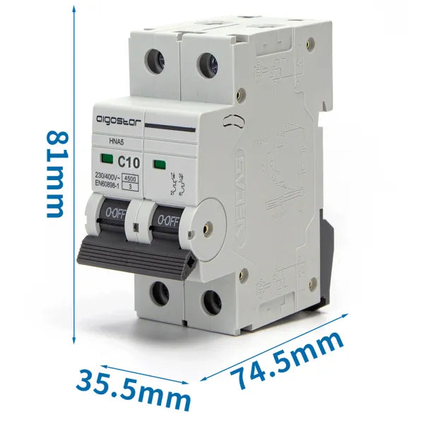 Interruttore magnetotermico 2P 10A C grigio