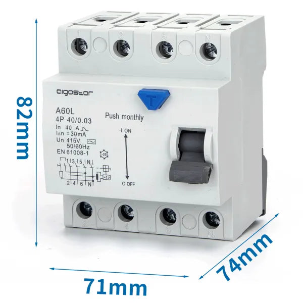 Interruttore differenziale salvavita 4P 40A 30mA AC grigio