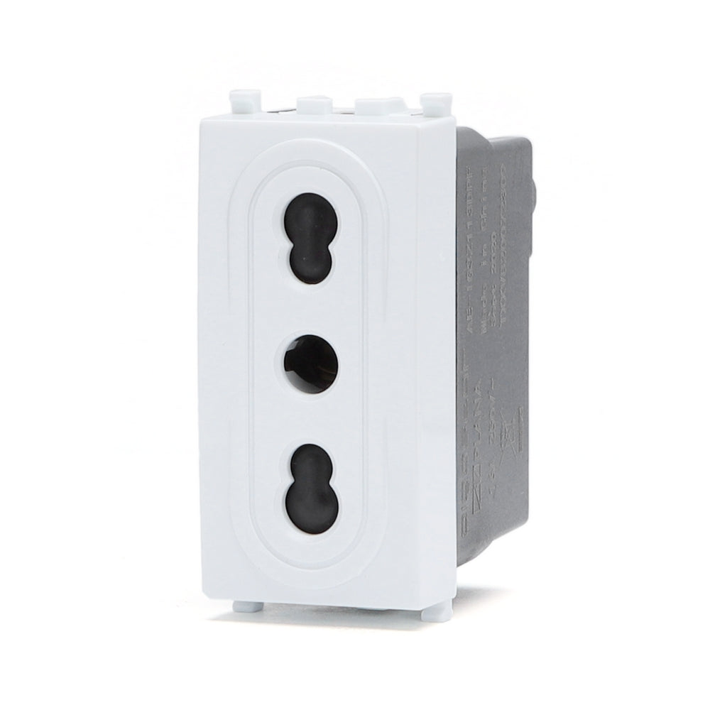Presa bipasso 10/16A Bianco compatibile con Vimar Plana