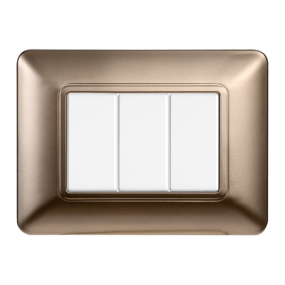 Placca 3 posti compatibile Bticino Matix Bronzo