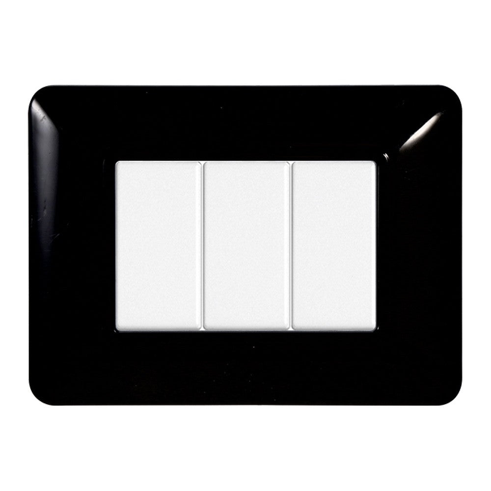 Placca 3 posti compatibile Bticino Matix Nero