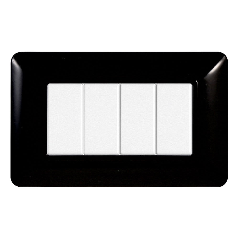 Placca 4 posti compatibile Bticino Matix Nero
