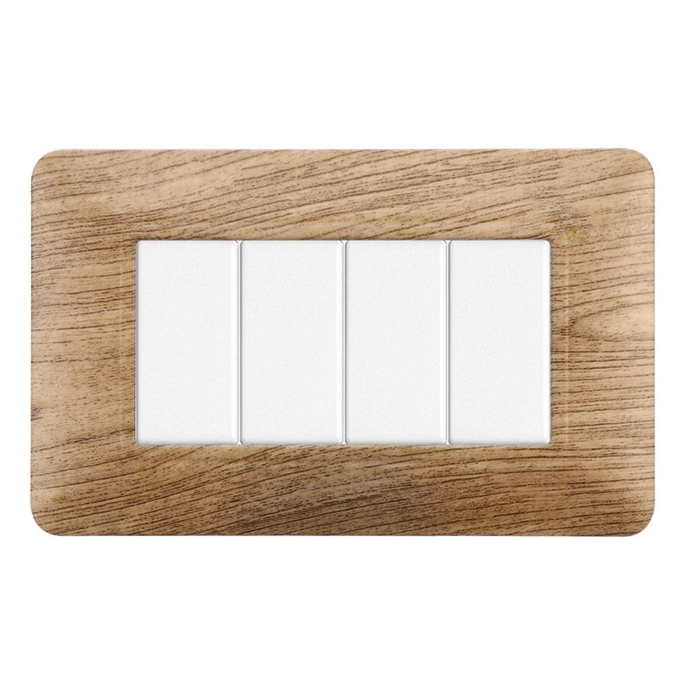 Placca 4 posti compatibile Bticino Matix Legno chiaro