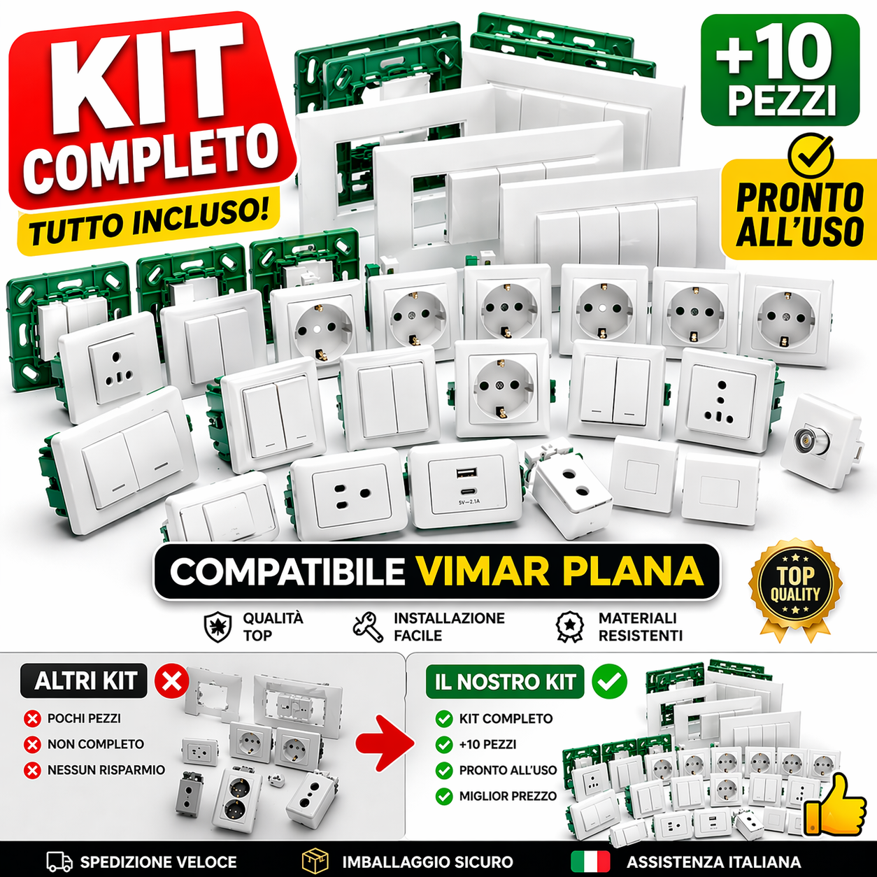 Kit compatibile Vimar Plana 10 pezzi