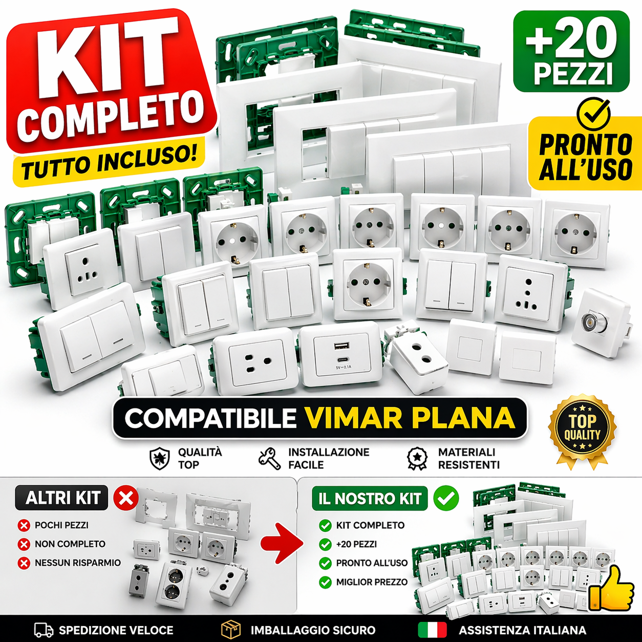 Kit compatibile Vimar Plana 20 pezzi