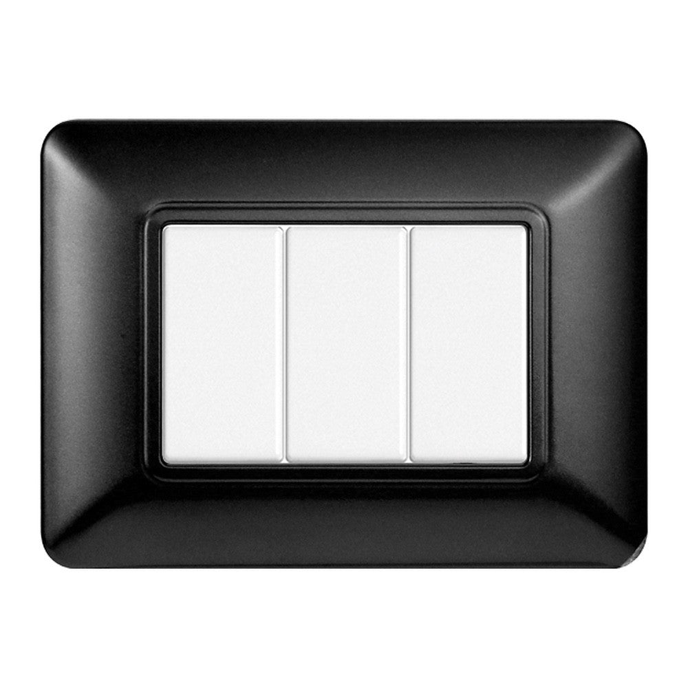 Placca 3 posti compatibile Bticino Matix Acciaio scuro