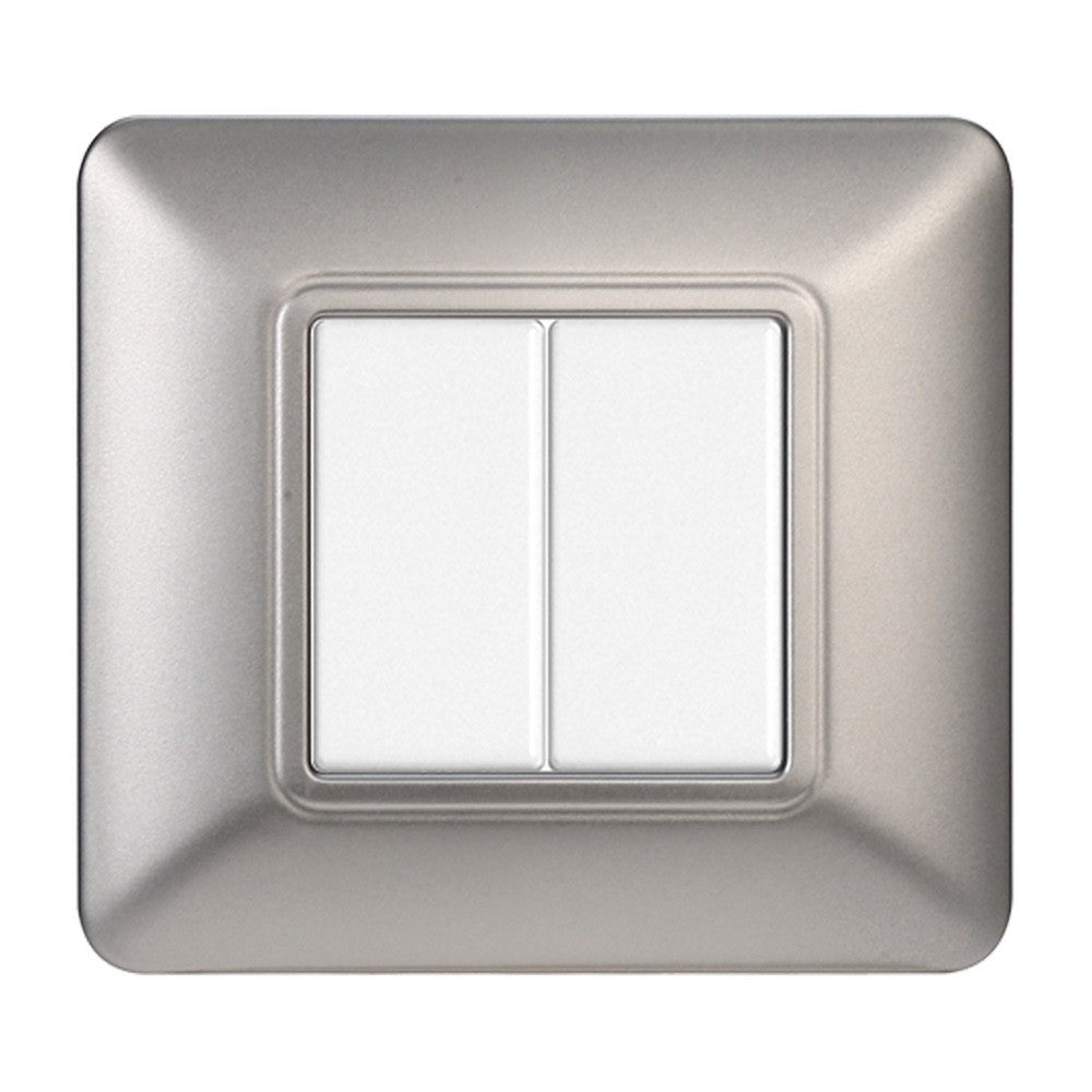 Placca 2 posti compatibile Bticino Matix Argento