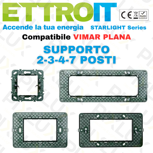 Supporto 3 moduli compatibile con Vimar Plana