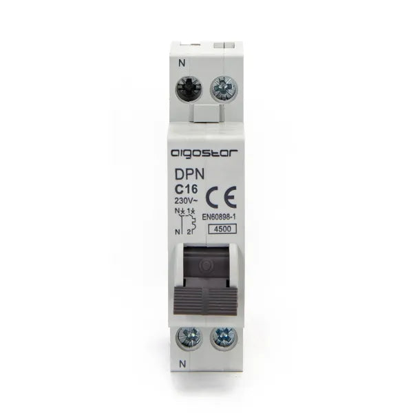Interruttore magnetotermico 1P+N 16A C  grigio