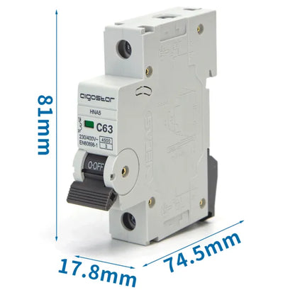 Interruttore magnetotermico 1P 63A C  grigio