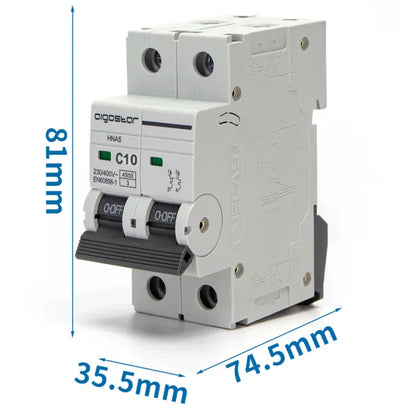 Interruttore magnetotermico 2P 10A C  grigio