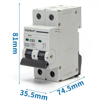 Interruttore magnetotermico 2P 63A C  grigio