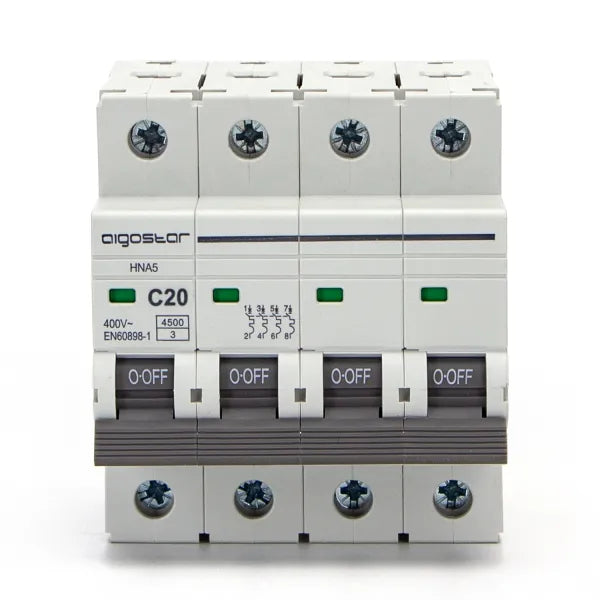 Interruttore magnetotermico 4P 20A C  grigio
