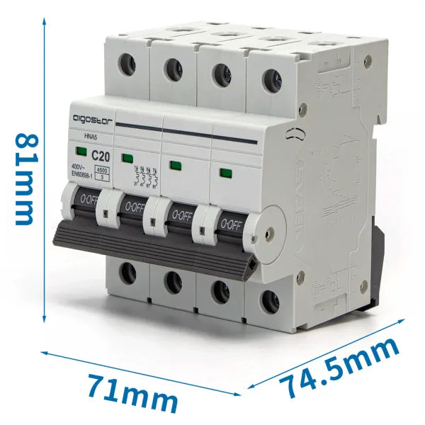 Interruttore magnetotermico 4P 20A C  grigio