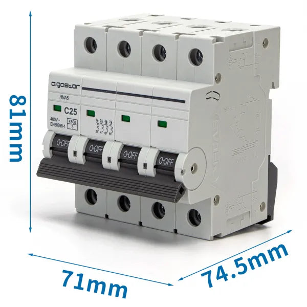 Interruttore magnetotermico 4P 25A C  grigio