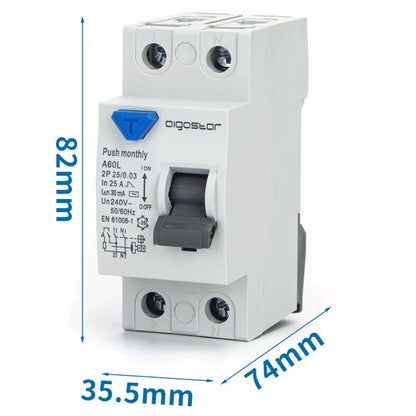Interruttore differenziale salvavita 2P 25A 30mA AC grigio