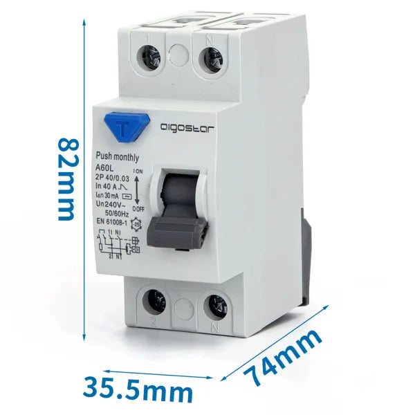Interruttore differenziale salvavita 2P 40A 30mA AC  grigio