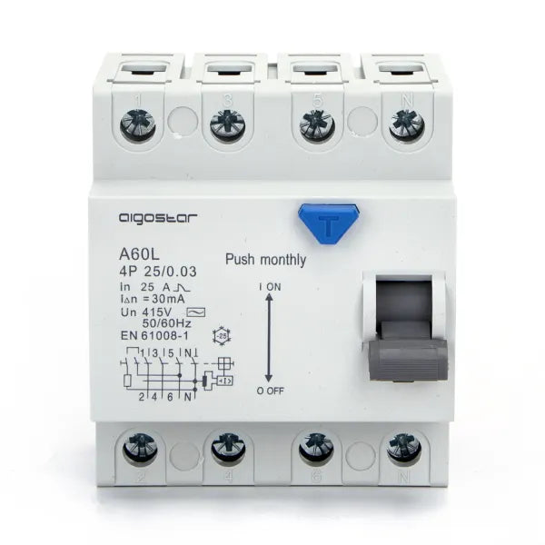 Interruttore differenziale salvavita 4P 25A 30mA AC  grigio
