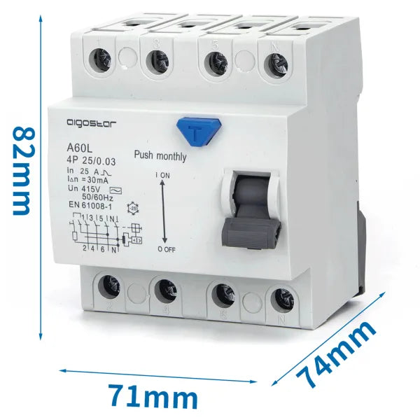 Interruttore differenziale salvavita 4P 25A 30mA AC  grigio