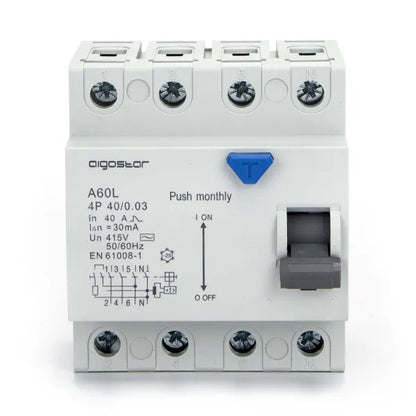Interruttore differenziale salvavita 4P 40A 30mA AC  grigio