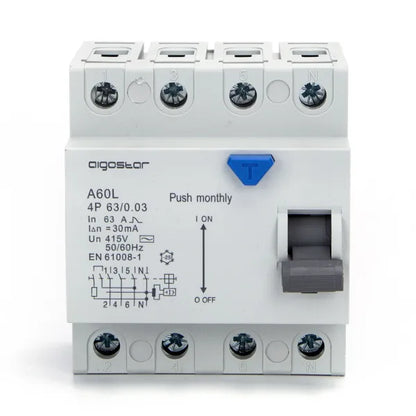 Interruttore differenziale salvavita 4P 63A 30mA AC  grigio