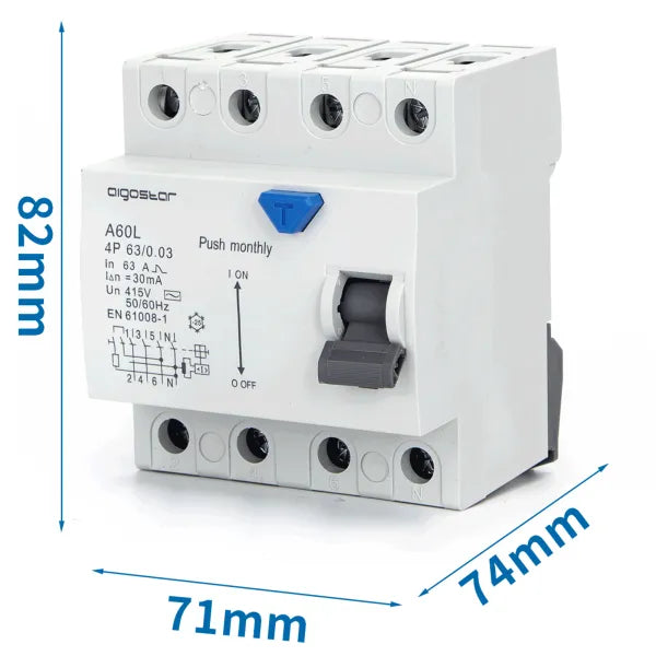 Interruttore differenziale salvavita 4P 63A 30mA AC  grigio