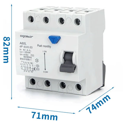 Interruttore differenziale salvavita 4P 63A 30mA AC  grigio
