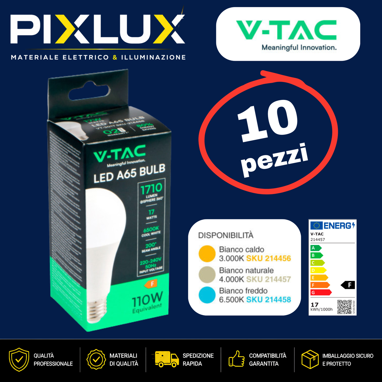 Kit lampadine 10 pezzi 17W