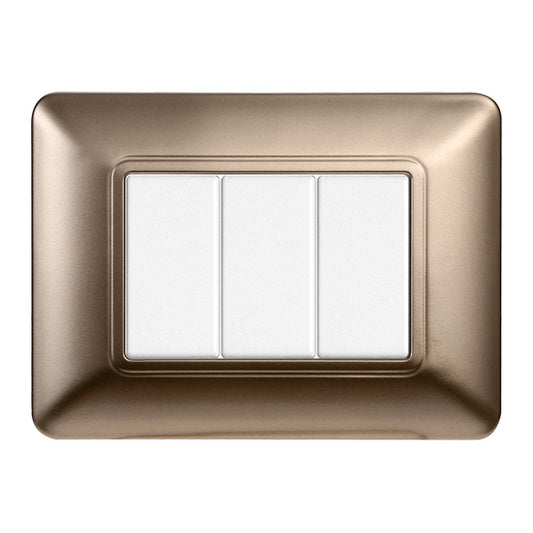 Placca 3 posti compatibile Bticino Matix Bronzo