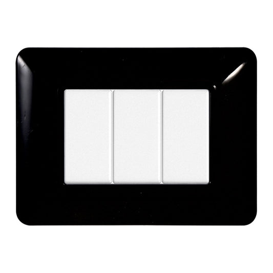 Placca 3 posti compatibile Bticino Matix Nero