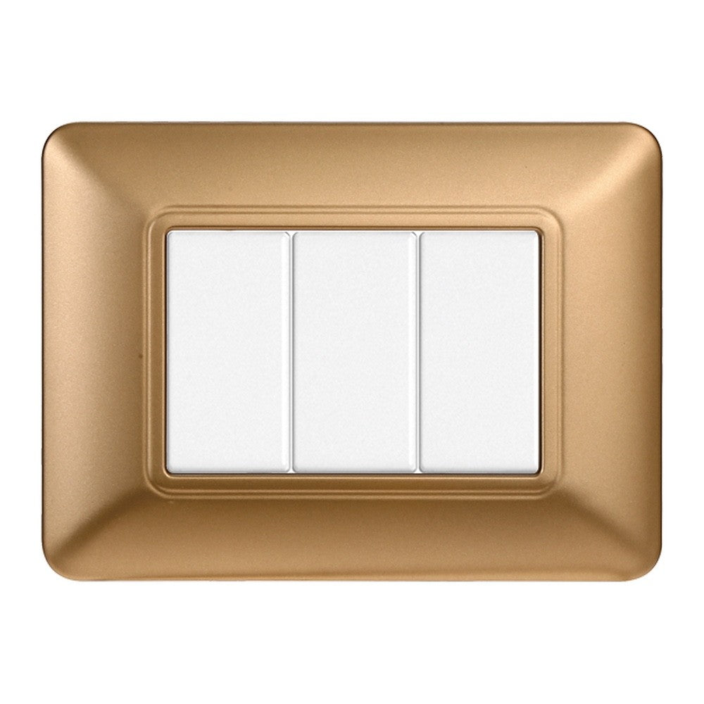 Placca 3 posti compatibile Bticino Matix Oro satinato