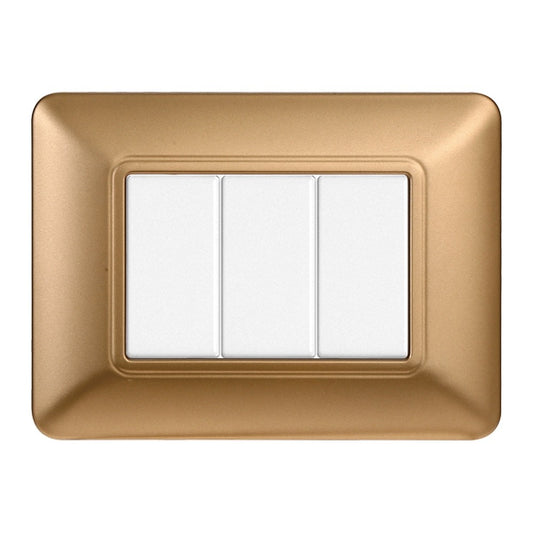 Placca 3 posti compatibile Bticino Matix Oro satinato