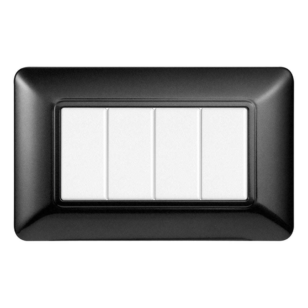 Placca 4 posti compatibile Bticino Matix Acciaio scuro