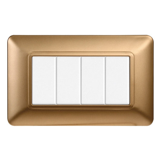 Placca 4 posti compatibile Bticino Matix Oro