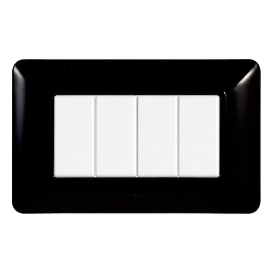 Placca 4 posti compatibile Bticino Matix Nero