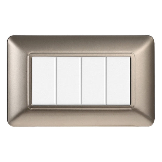 Placca 4 posti compatibile Bticino Matix Titanio