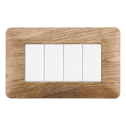 Placca 4 posti compatibile Bticino Matix Legno chiaro