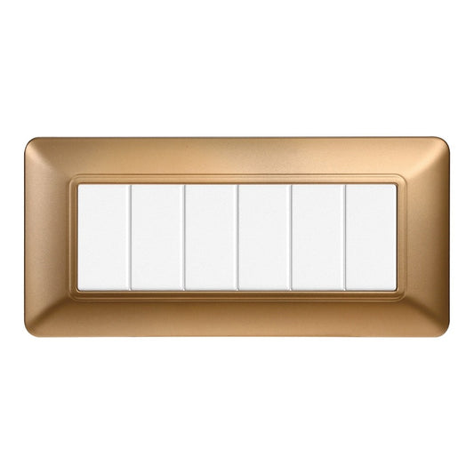 Placca 6 posti compatibile Bticino Matix Oro