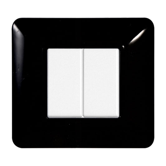 Placca 2 posti compatibile Bticino Matix Nero