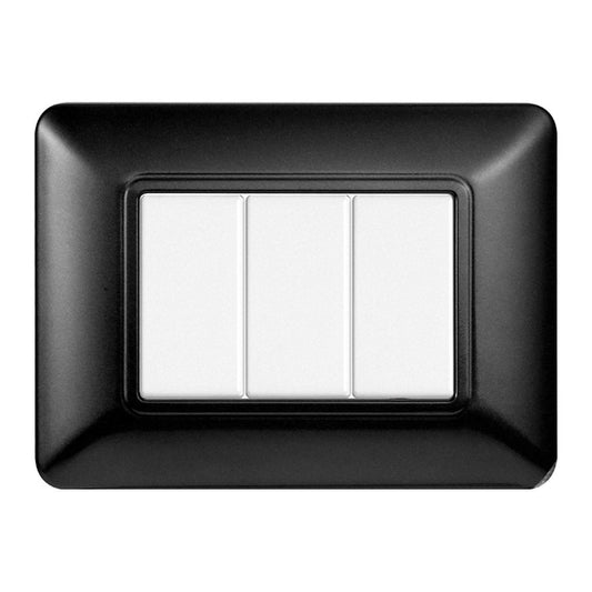 Placca 3 posti compatibile Bticino Matix Acciaio scuro