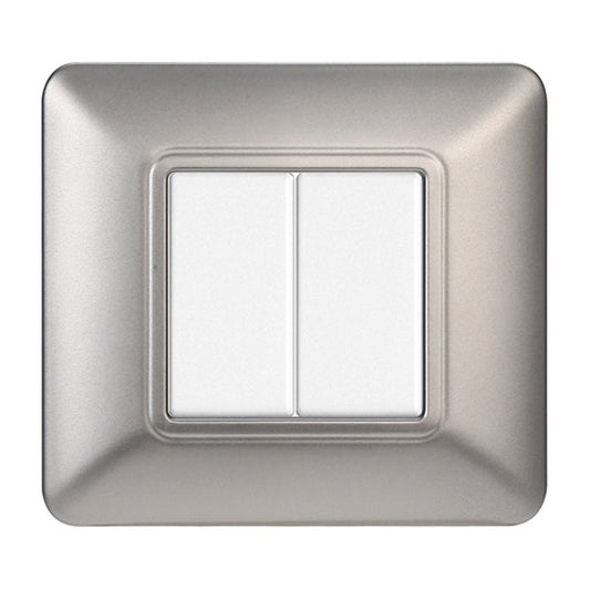 Placca 2 posti compatibile Bticino Matix Argento